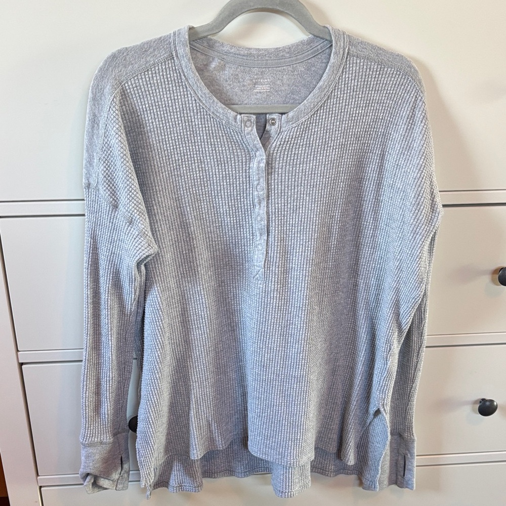 Aerie Offline Gray Long Sleeve Henley Top
